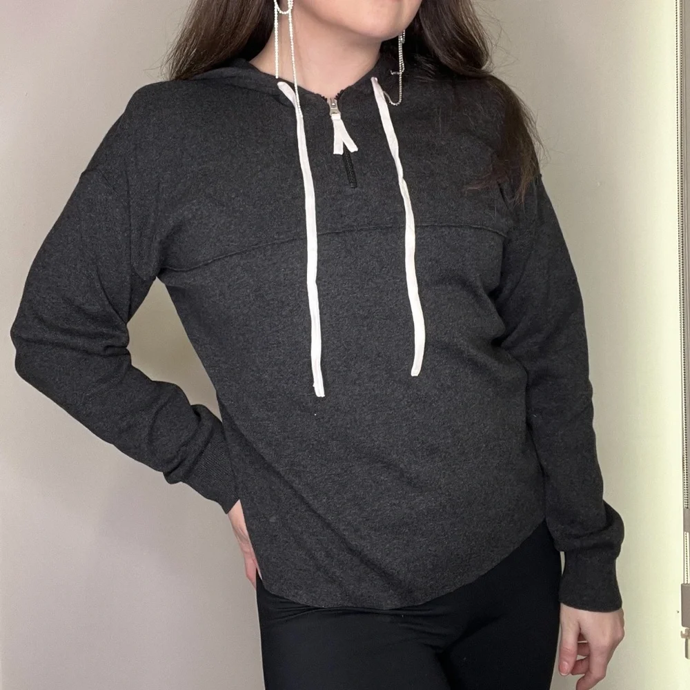 Johnny Was Calme Washable Cotton Cashmere Sporty Half Zip Hoodie New With Tags - Picture 2 of 11